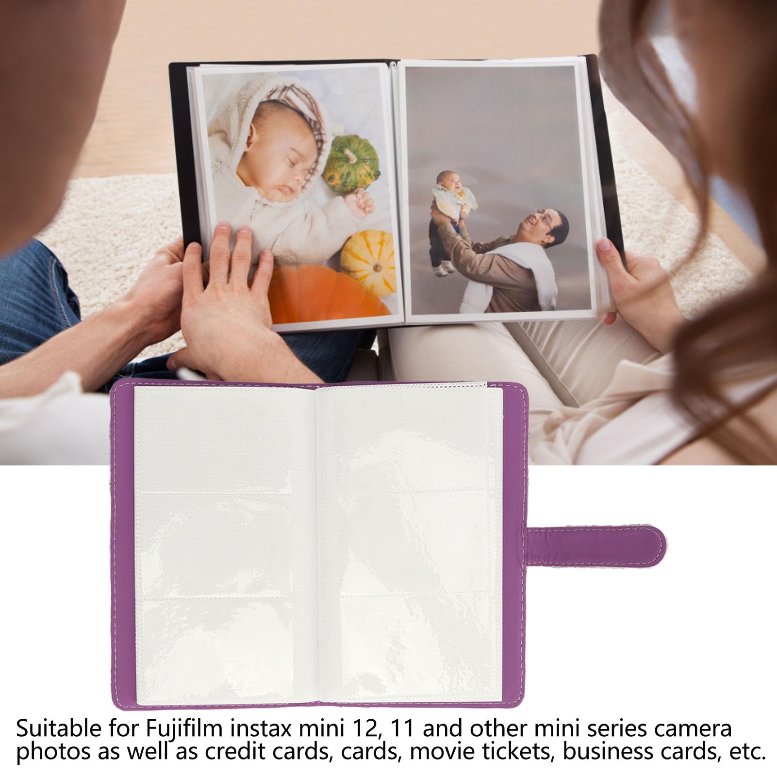 Fujifilm Instax Mini 12 Photo Album - 96 Pockets 3x5 Inch Mini Photo & Credit Card Holder - Perfect for Family Photos, Wedding Memories, Anniversary Gifts and Travel Scrapbooking