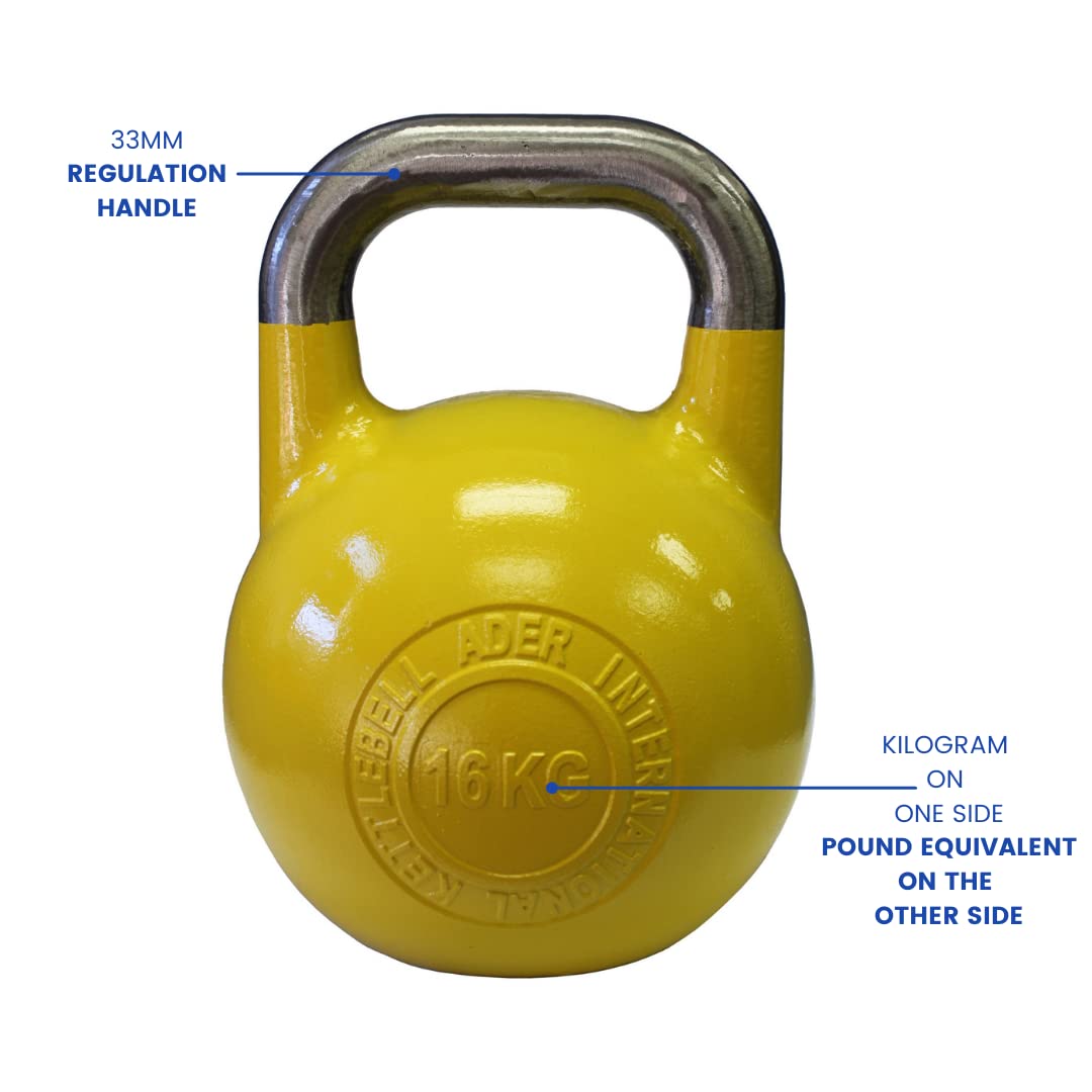 Ader Pro-Grade 16kg Kettlebell for CrossFit, Strength Training & Home Gym Workouts - Premium Cast Iron Weight for Fitness Enthusiasts