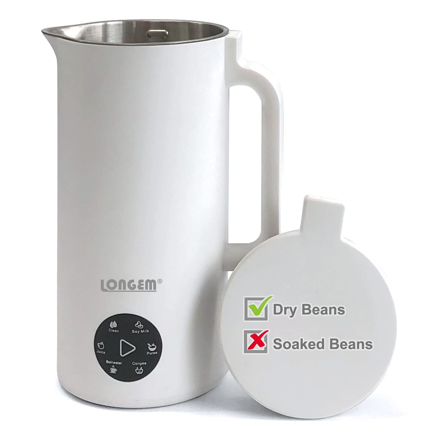 110V Automatic Heating Mini Soymilk Maker - 350ML No Filter Vegan Milk Machine for Home & Office (White) - Perfect for Healthy Breakfast, Plant-Based Diets & Quick Snacks