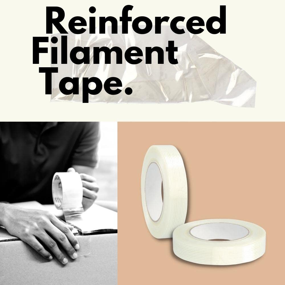 Intertape Filament Tape - 1 Inch x 60 Yards, 1152 Pack - Heavy Duty Fiberglass Strand Tape for Bundling, Palletizing & Reinforcing - Ideal for Shipping, Packaging & Industrial Use