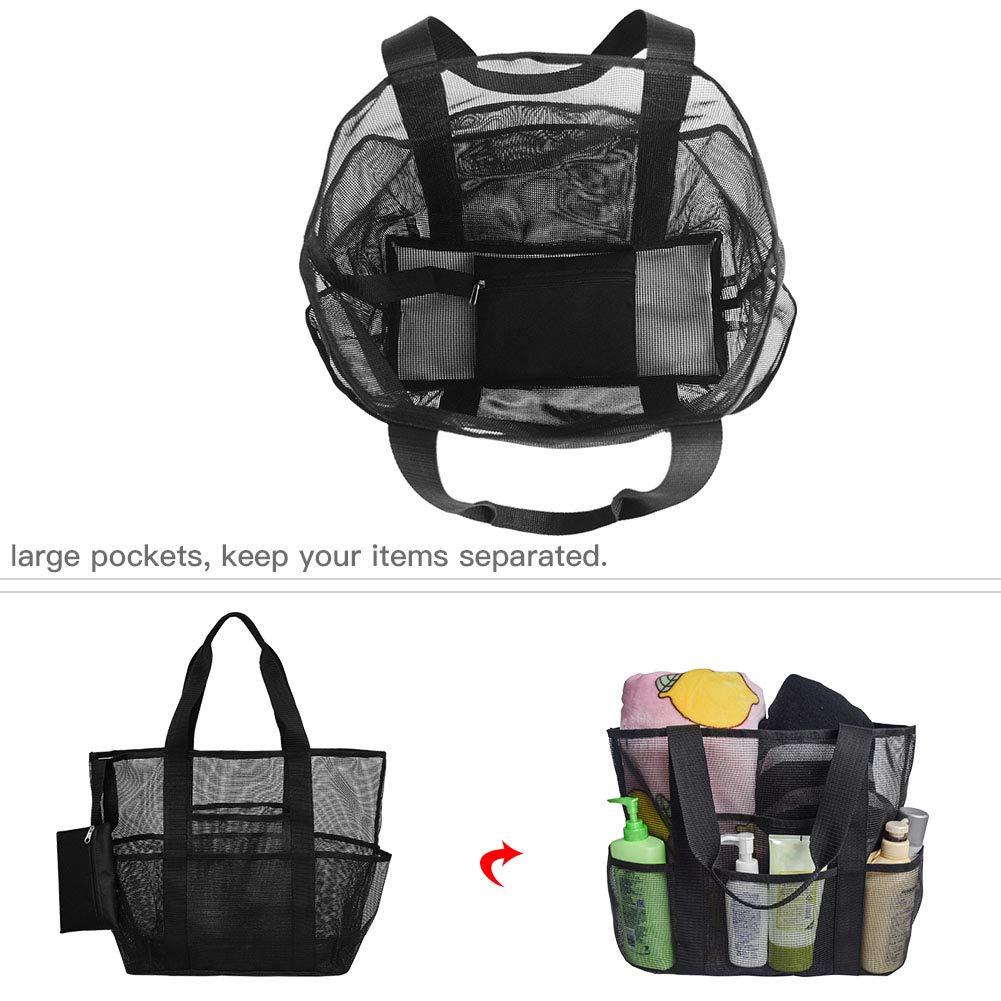 EVTSCAN Large Mesh Beach Bag with 9 Pockets - Waterproof Travel Tote for Pool, Beach & Family Vacations - Perfect for Toys, Towels & Travel Essentials | Great for Swimming, Picnics & Outdoor Adventures