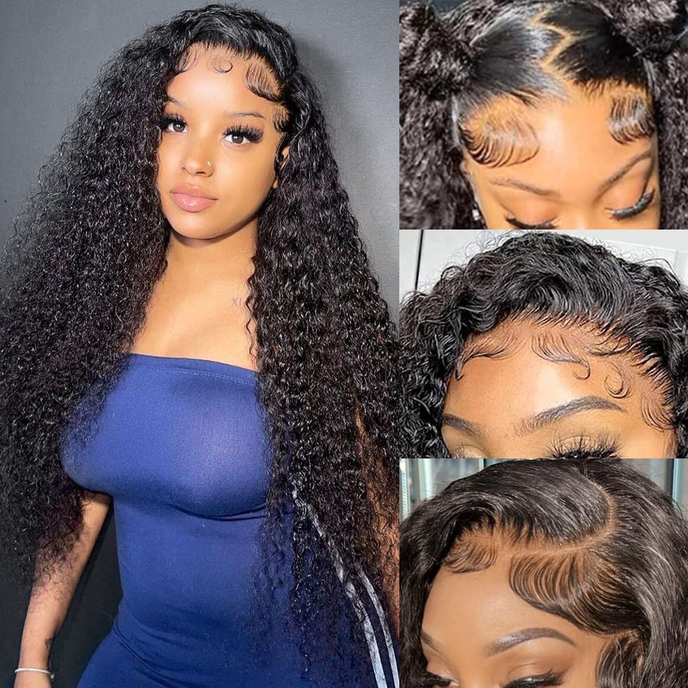 CYNOSURE 13x4 Lace Front Human Hair Wigs for Black Women - 9A Grade Curly Lace Front Wigs with Pre-Plucked Hairline & Baby Hair - Natural Black Color (18 Inches) | Perfect for Daily Wear, Special Occasions & Protective Hairstyles