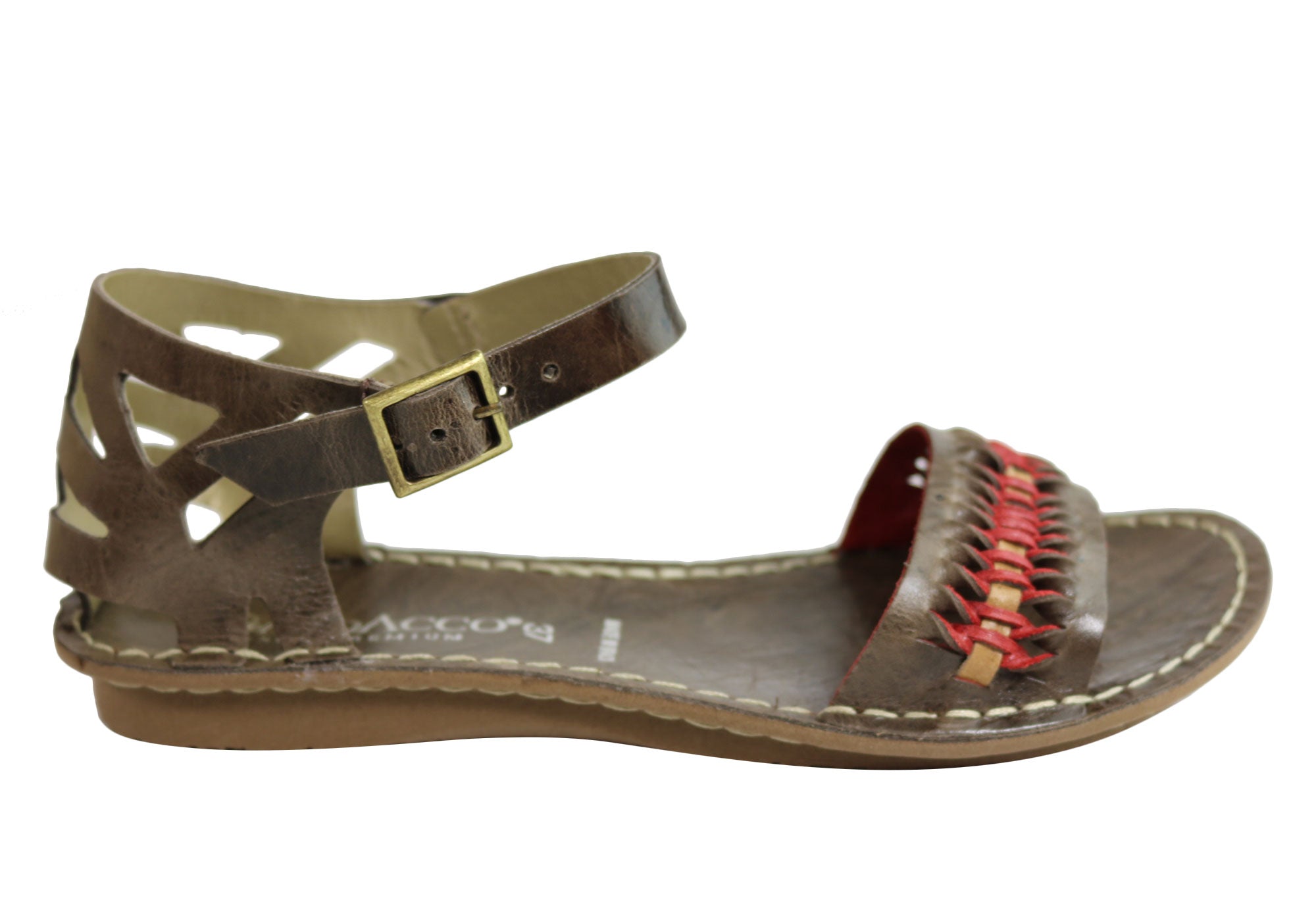 Andacco Seattle Women's Comfortable Flat Leather Sandals - Handmade in Brazil - Perfect for Summer, Beach & Casual Outings