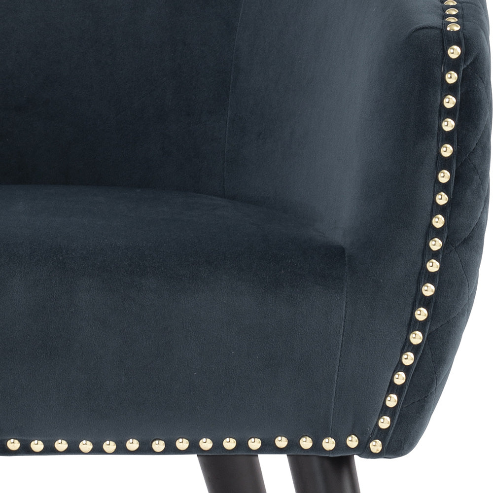 DENIZ Lounge Chair - Modern Denim Blue Accent Chair for Living Room, Bedroom, or Office - Comfortable Upholstered Reading Chair with Sturdy Metal Legs