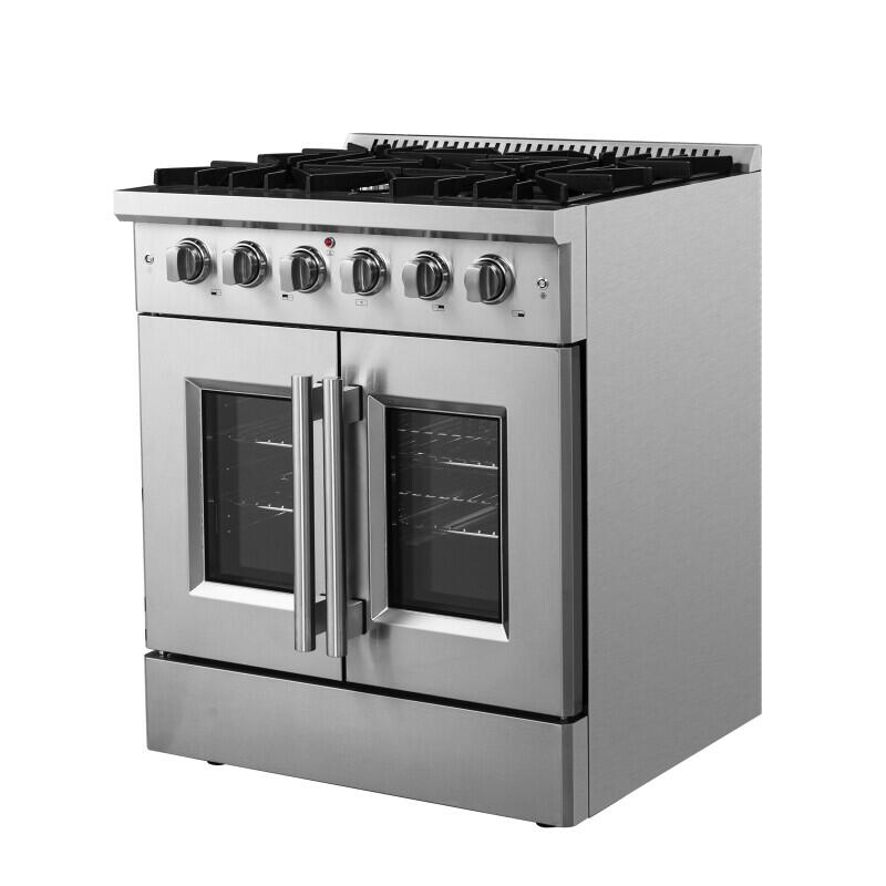 Forno Galiano 30-inch French Door Freestanding All Gas Range - Stainless Steel - Model FFSGS6444 - Professional Kitchen Appliance for Home Chefs & Cooking Enthusiasts