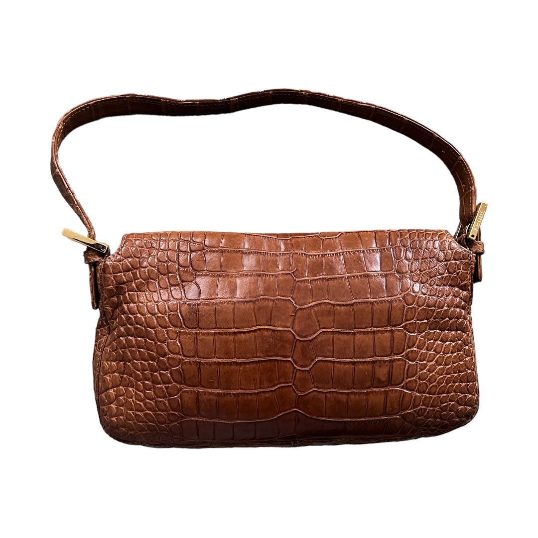 Vintage Fendi Crocodile Leather Enamel Baguette Handbag - Luxury Designer Purse for Women, Perfect for Evening Parties & Special Occasions