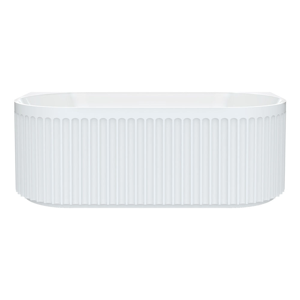 Fienza Eleanor Fluted Back Acrylic Bathtub 1700mm - Gloss White Freestanding Soaking Tub for Modern Bathroom Luxury & Relaxation