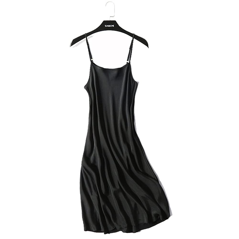 Pure Silk Women's Nightgown - Sexy Sleepwear Nightdress & Slip Dress for Comfortable Sleep - Black, Size M - Perfect for Bedtime, Lounging & Romantic Occasions