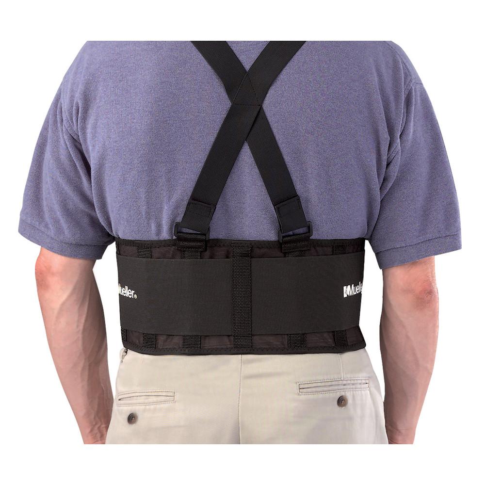Mueller Back Support Belt with Suspenders - Adjustable Lumbar Brace for Pain Relief & Posture Correction - Ideal for Work, Sports & Daily Activities (Black)
