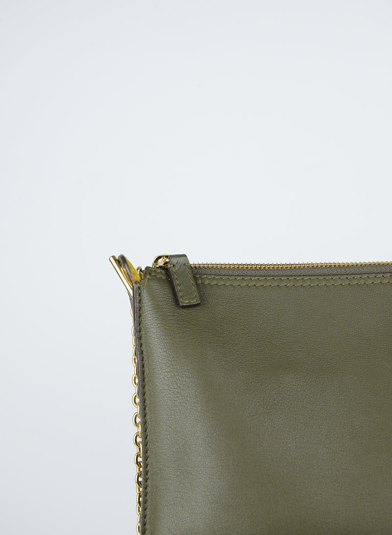 Celine Green Leather Shoulder Bag for Women - Elegant Crossbody Purse for Work, Travel & Everyday Use