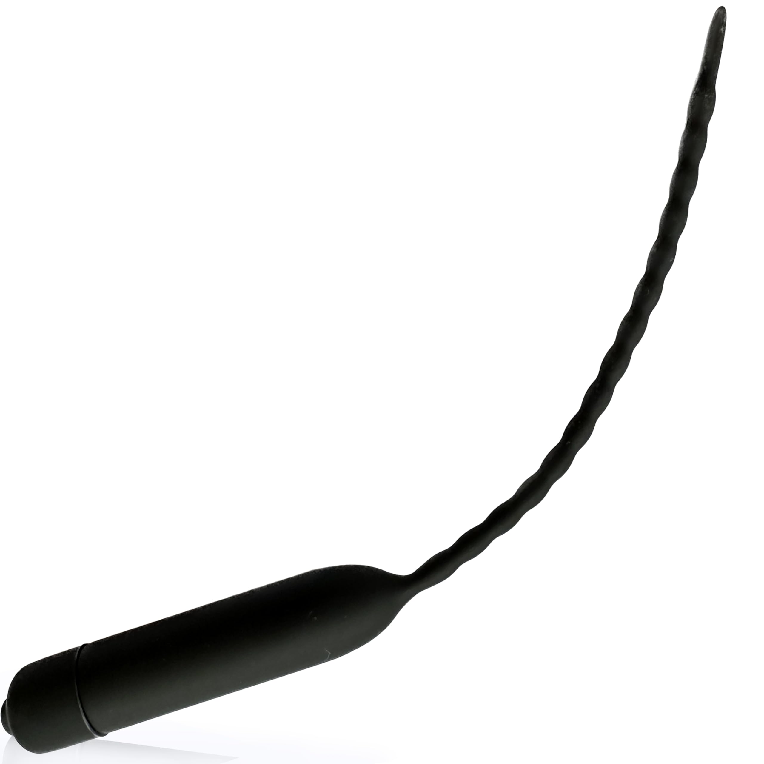 25.5cm Silicone Urethral Plug Penis Vibrator for Men - Black, 0.6cm Diameter, Single Frequency Vibrating Urethral Sounding Toy (Great for Solo Play & BDSM Scenes)