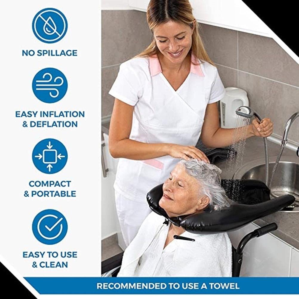 Inflatable Hair Wash Basin - Portable Shampoo Tray for Salon, Home & Bedridden Care | Hair Washing Aid for Seniors, Disabled & Children | Lightweight, Easy-to-Use Shampoo Basin for Bathing, Nursing & Travel