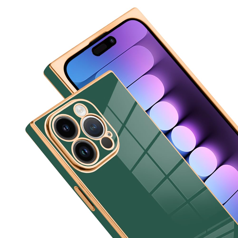 SAKUULO Cute Gold Plated iPhone 15 Pro Max Case - Soft TPU Shockproof Cover with Raised Camera Protection for Women & Girls (6.7