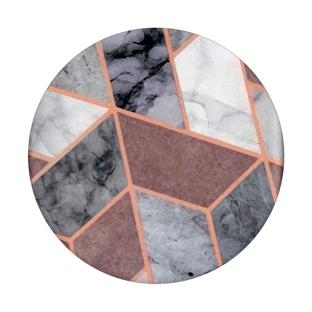 Marbled Geometric Design Gray and Pink Golden Rose - Elegant Home Decor for Living Room, Bedroom, or Office