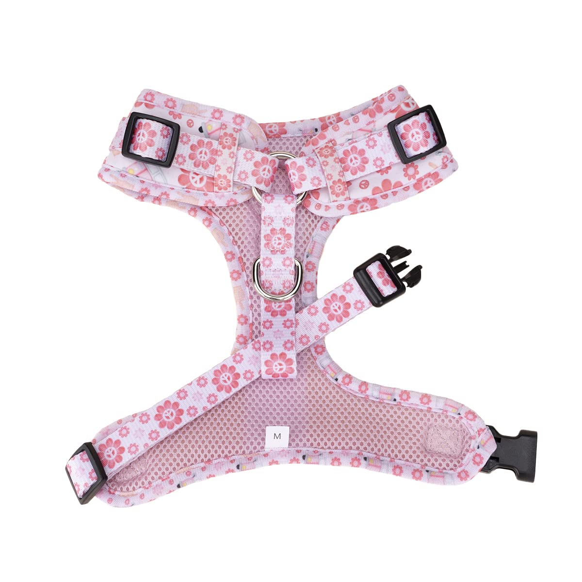BellaLottie Adjustable Dog Harness for Small to Medium Dogs - Reflective & Breathable Pink Pet Harness for Walking, Hiking & Outdoor Adventures - Size M