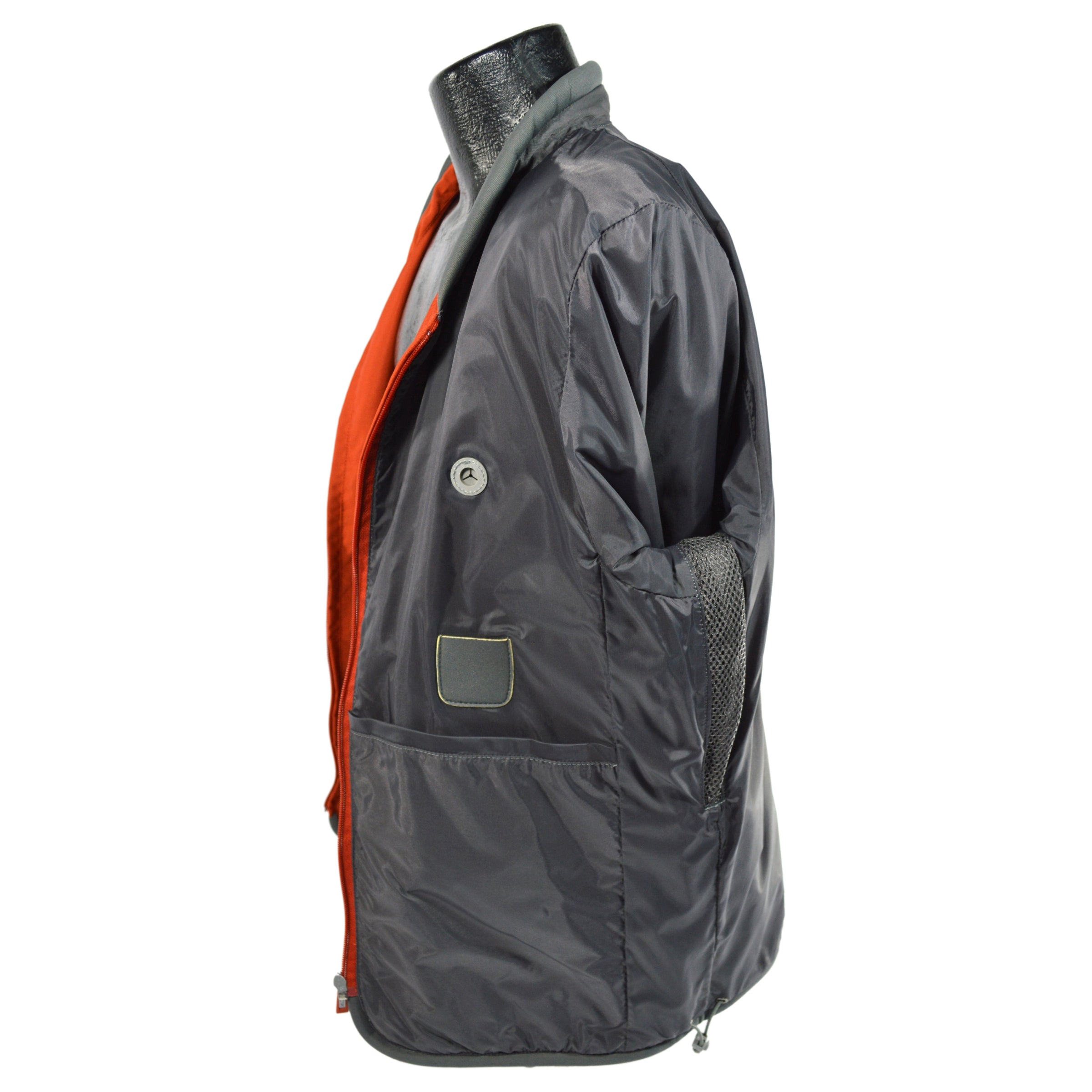 Pre-Owned TUMI Travel Jacket - Medium Size in Burnt Orange & Gray with Large Pockets | Perfect for Business Trips & Outdoor Adventures