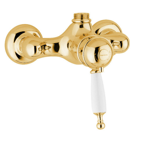 Maxima Low Profile Thermostatic Shower Mixer in Brass with Oxford Trim - Perfect for Modern Bathrooms & Spa-Like Showers