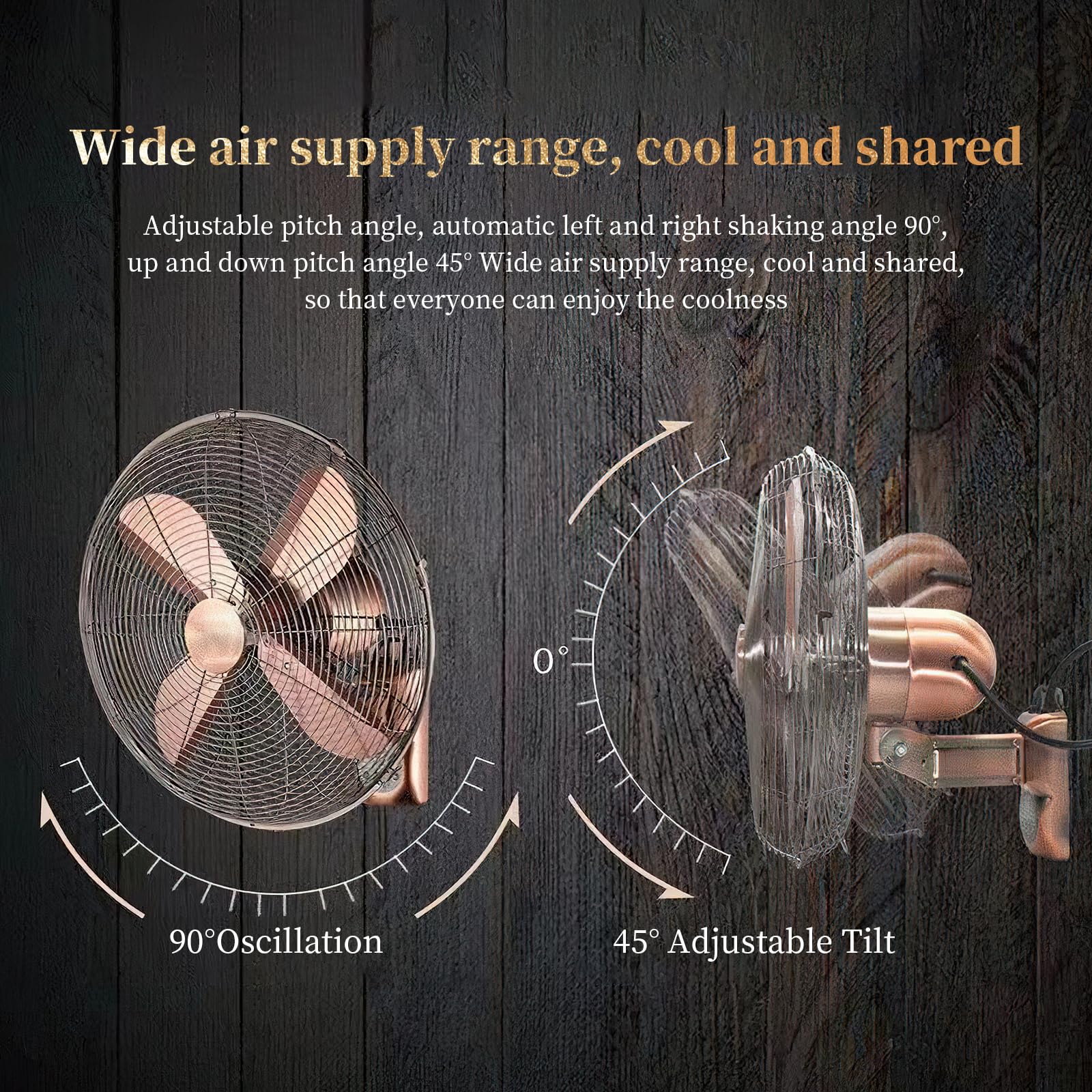 Oscillating Wall Mount Fan with Adjustable Tilt - 10 Speed Settings, Metal Grille, 24V DC Inverter, 8-Hour Timer & 90° Oscillation | Perfect for Home Cooling, Bedroom Air Circulation, Gym Ventilation & Office Use
