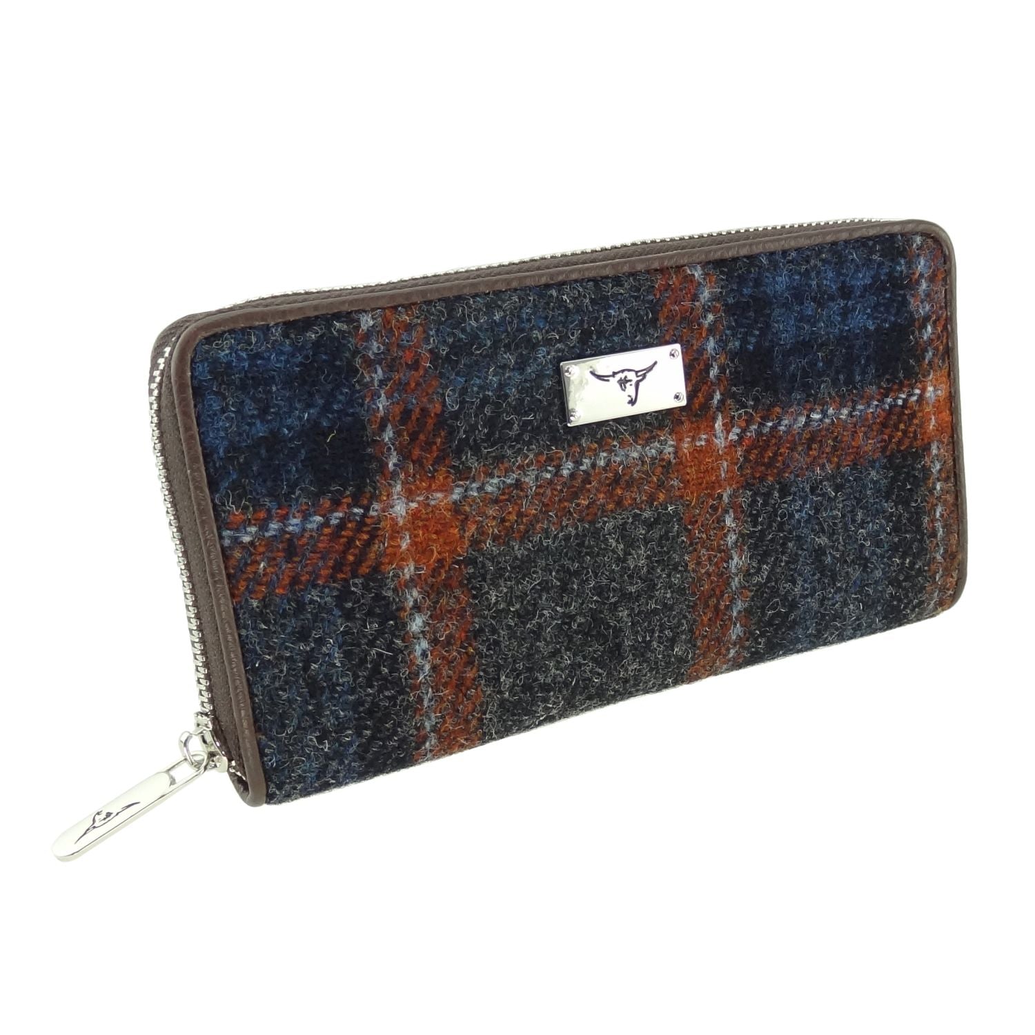 Harris Tweed Long Zip Wallet for Men & Women - 22 Stylish Colors | RFID Blocking Leather Card Holder for Travel, Business & Everyday Use