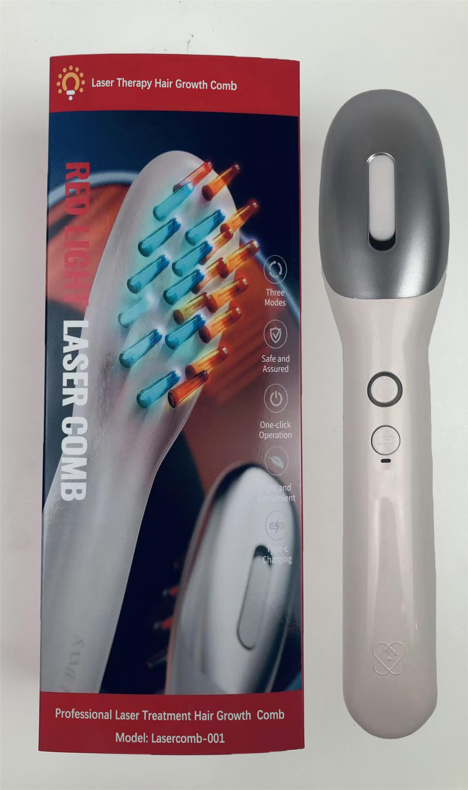 Laser Therapy Hair Growth Comb for Men & Women - FDA Cleared Hair Regrowth Treatment for Thinning Hair - Rechargeable Low-Level Laser Therapy (LLLT) Comb for Home Use - Perfect for Hair Loss Prevention & Scalp Stimulation
