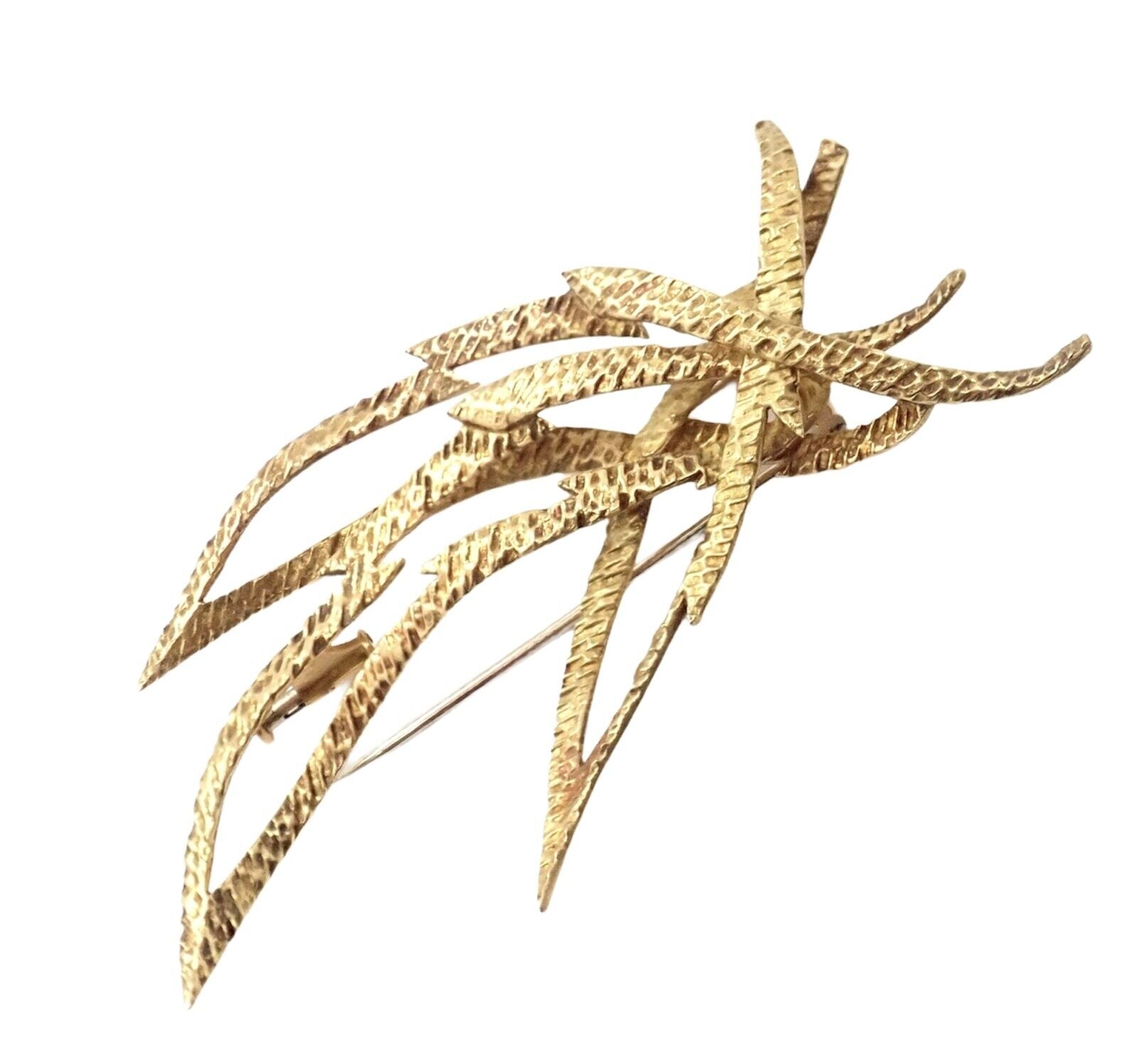 Authentic Vintage Hermes Paris 18k Yellow Gold Starburst Comet Brooch Pin - Rare Collectible Jewelry for Women, Luxury Gift for Special Occasions, Perfect for Weddings, Parties and Elegant Outfits