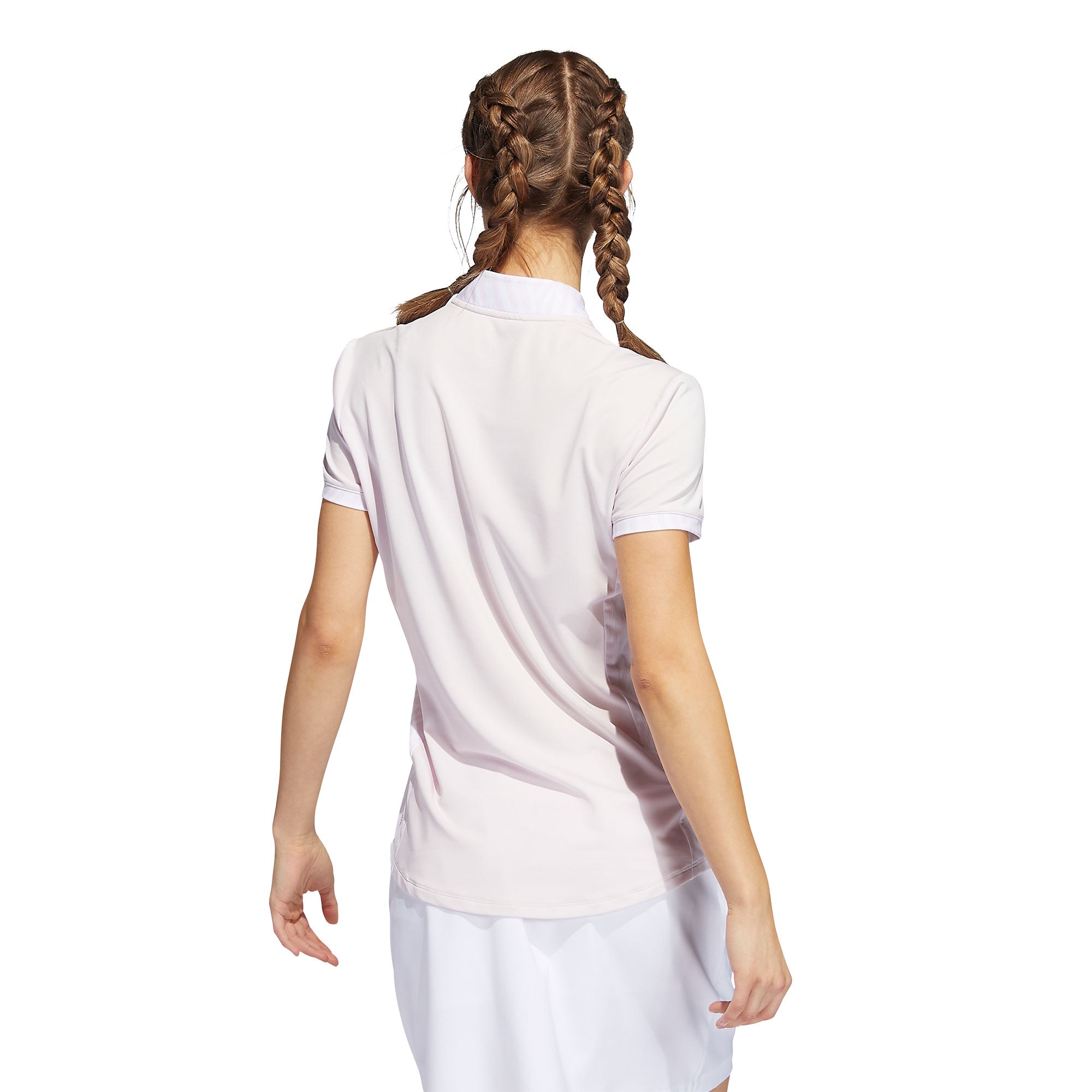 Adidas Ultimate365 Printed Almost Pink Women's Golf Polo Shirt - Moisture-Wicking & UV Protection for Comfortable Golfing & Outdoor Activities