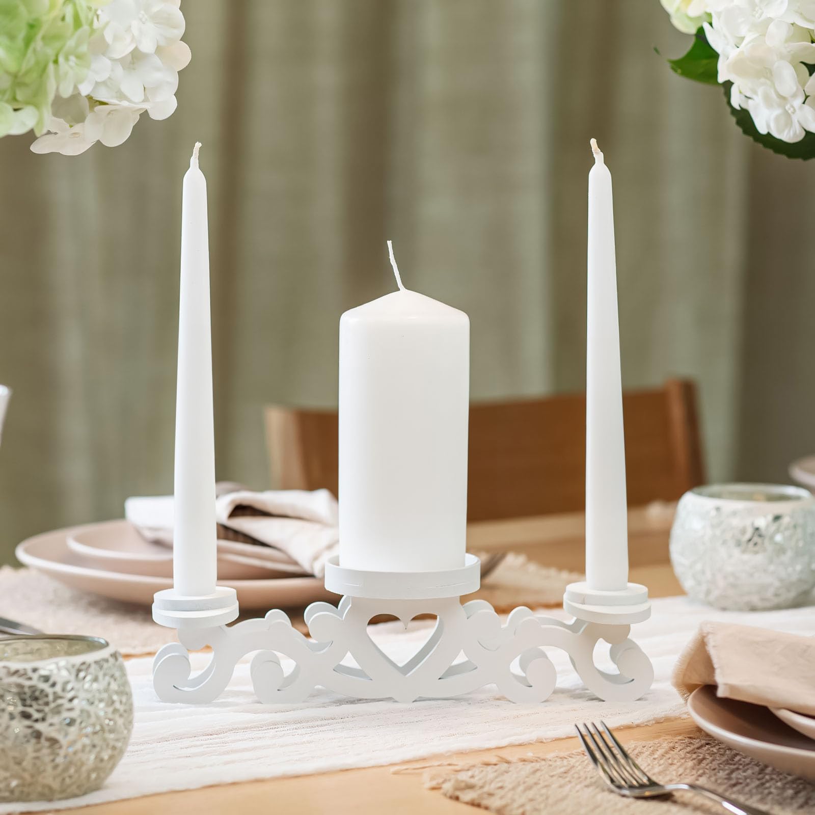 Elegant Heart-Shaped Unity Candle Holder for Wedding Ceremony - Bride and Groom Centerpiece Stand - Perfect for Wedding Vows, Anniversary Celebrations & Romantic Home Decor
