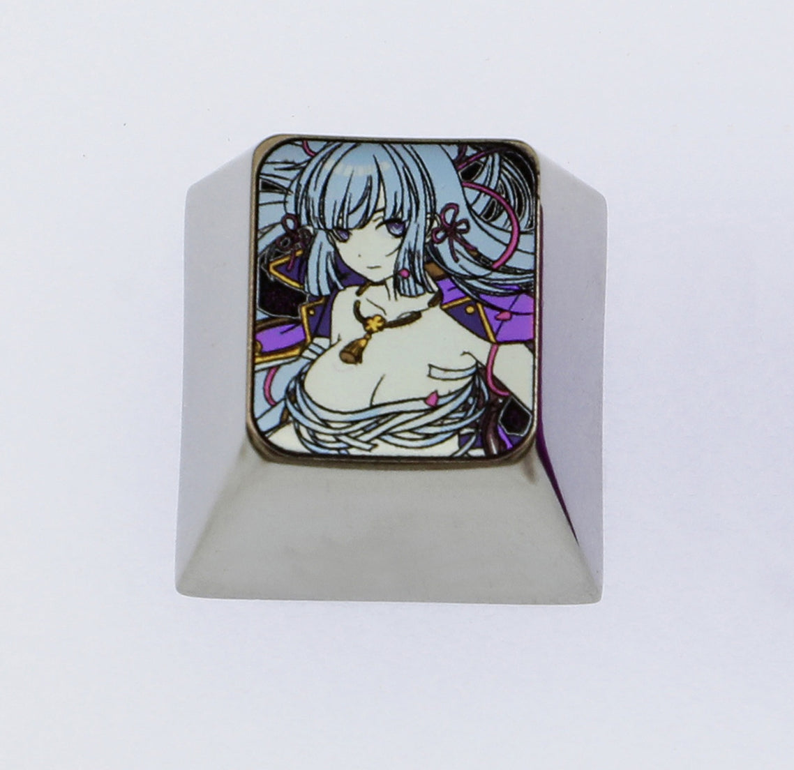 Colorful Titanium Alloy Custom Kamisato Ayaka Keycaps - Handcrafted Mechanical Keyboard Decorative Keycaps for Gaming & Typing Enthusiasts