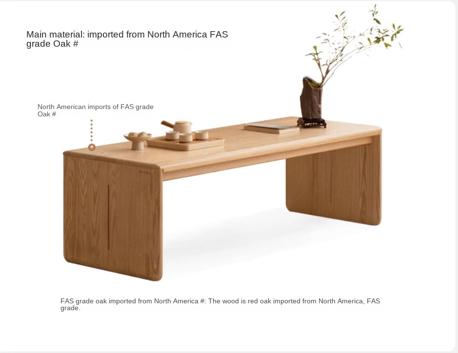 Solid Oak Wood Tatami Tea Table - Japanese Style Low Coffee Table for Zen Living Room, Meditation, and Tea Ceremony