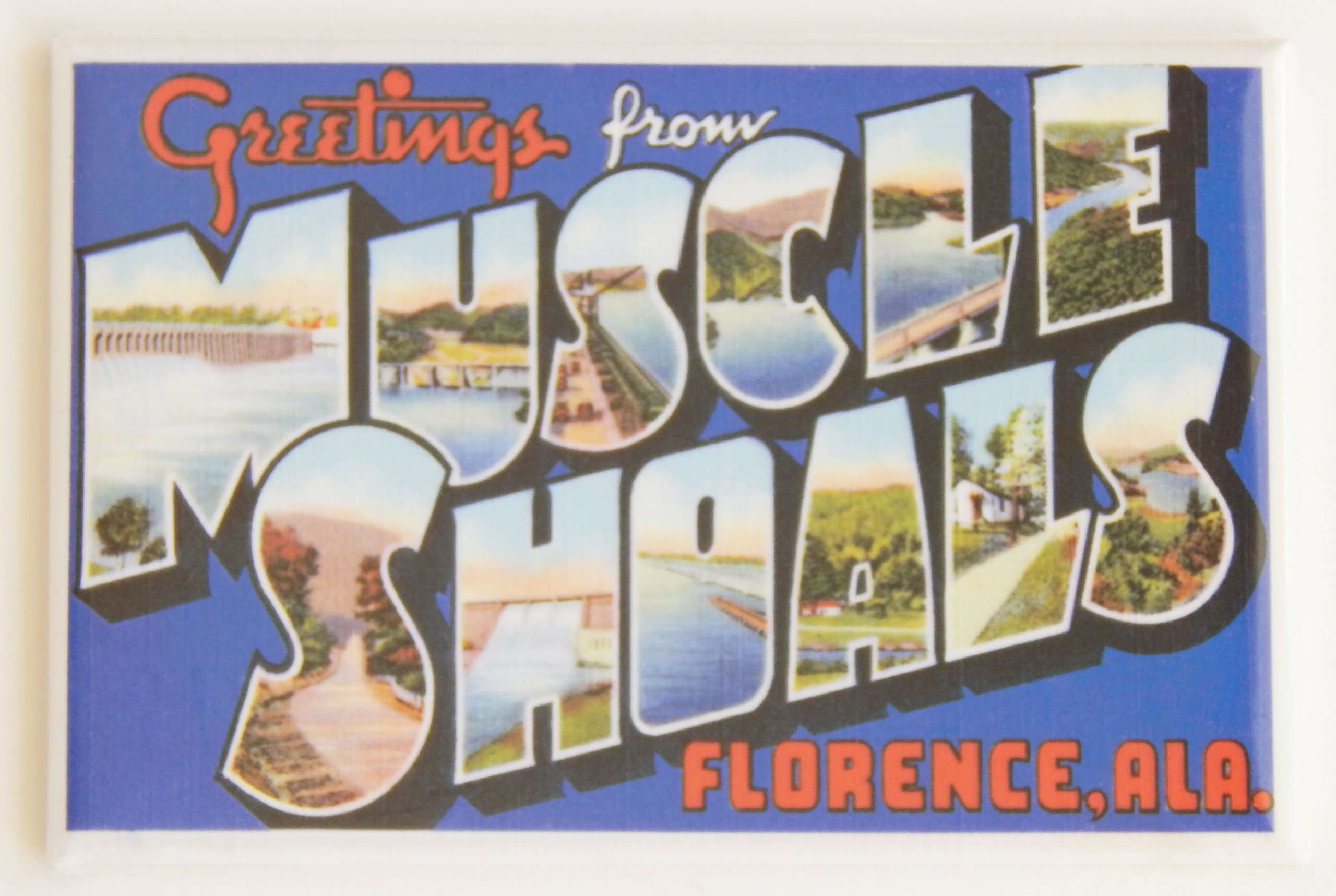 Greetings from Muscle Shoals Alabama Souvenir Fridge Magnet - 2 x 3 Inches - Perfect for Refrigerators, Lockers & Travel Memorabilia