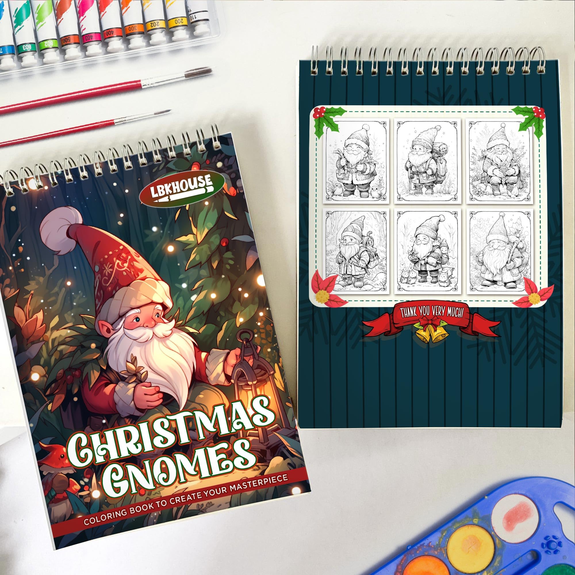 Premium Spiral Bound Christmas Gnomes Coloring Book for Adults - 30 Pages of Gorgeous Gnome Village Illustrations for Stress Relief & Relaxation | Perfect Holiday Gift, Art Therapy & Mindfulness Activity