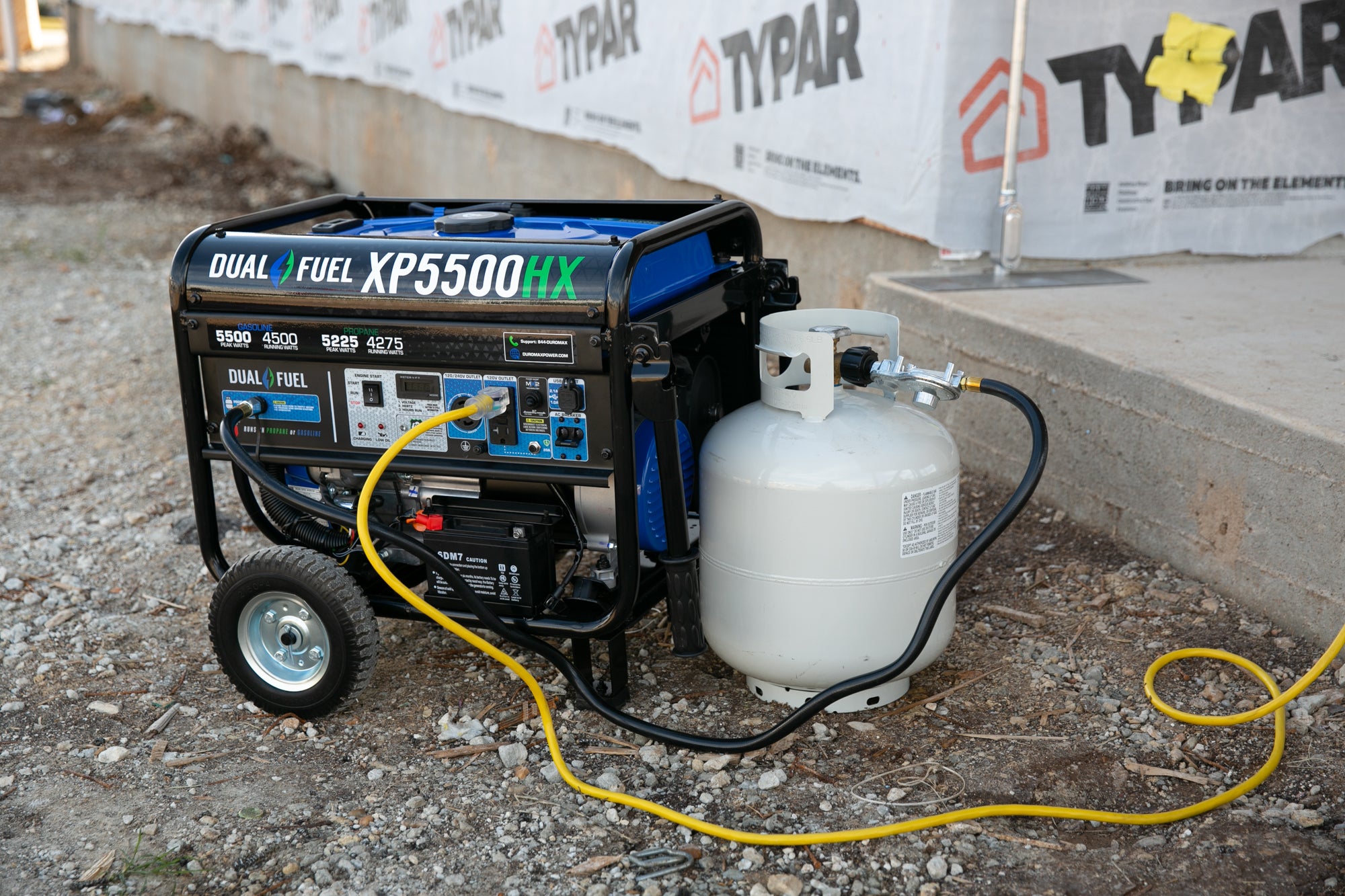 5500W Dual Fuel Portable Generator with CO Alert - Gas & Propane Powered for Camping, RV, Home Backup & Emergency Power