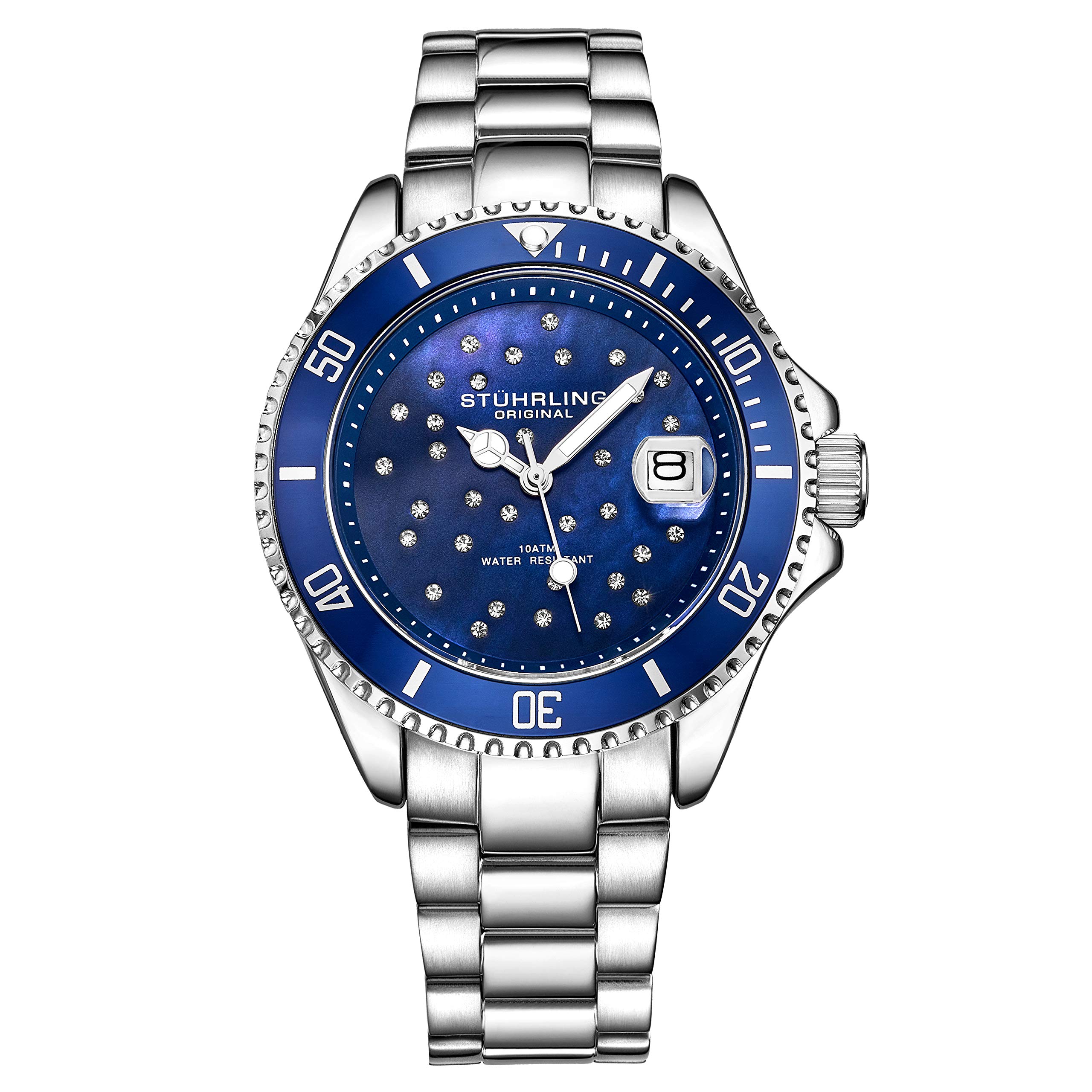 Stuhrling Original Women's Dive Watch - Stainless Steel Sport Watch with Quartz Movement, Analog Dial & Date Display - Perfect for Swimming, Diving & Everyday Wear - Elegant Dress & Casual Ladies Watch Collection