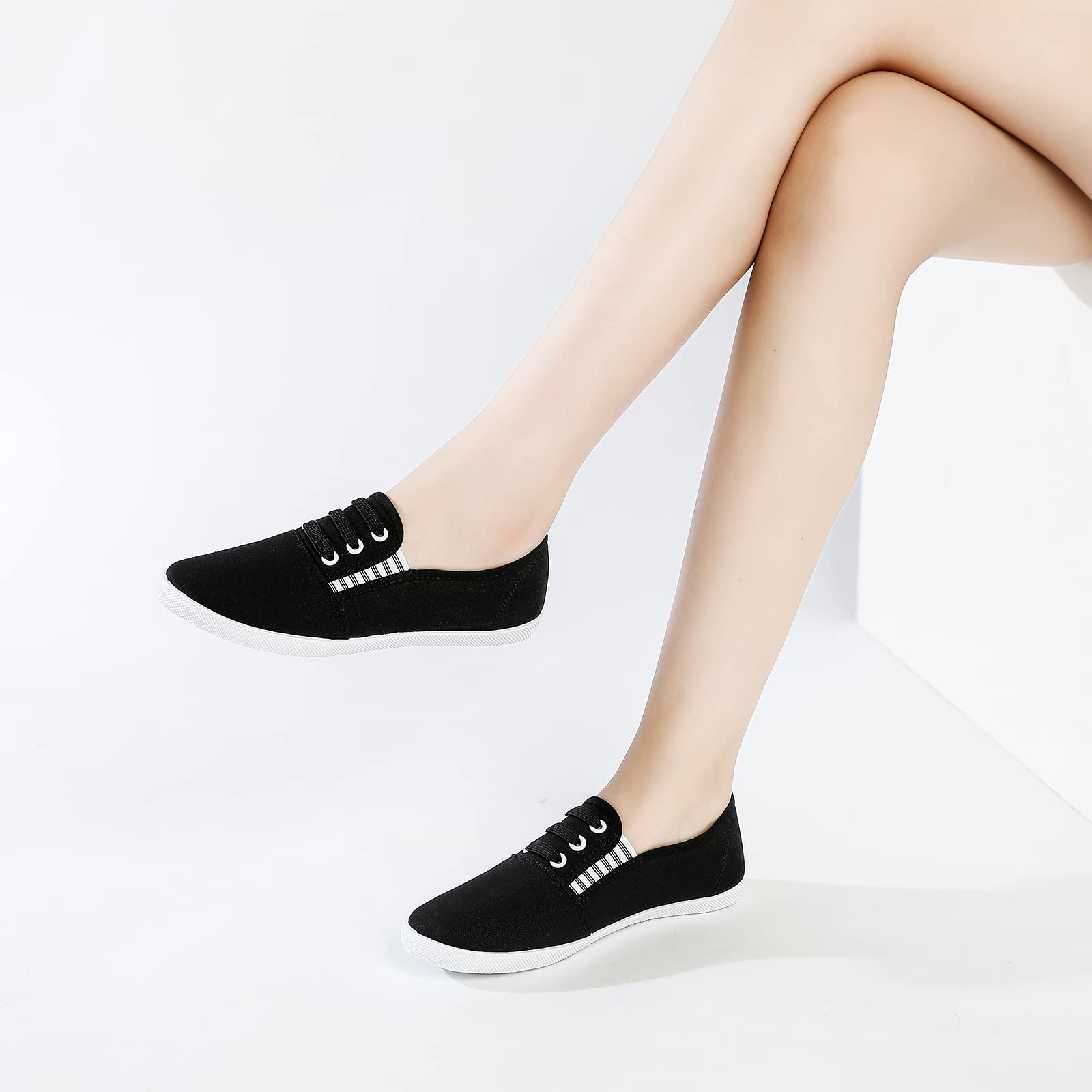 Women's Canvas Slip-On Sneakers - Comfortable Casual Walking Shoes for Women | Non-Slip Flat Dress Shoes & Tennis Shoes | Perfect for Work, Travel, and Everyday Wear