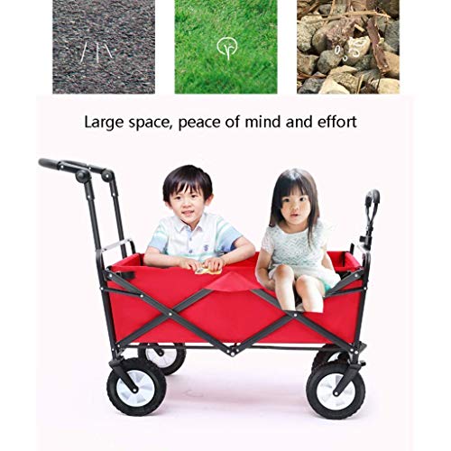 Heavy Duty Folding Garden Cart Wagon - 4 Wheel Utility Trolley for Outdoor Camping, Fishing, Shopping & Yard Work (80kg Capacity, Navy Blue) | Perfect for Transporting Groceries, Firewood, Gardening Supplies & Outdoor Gear
