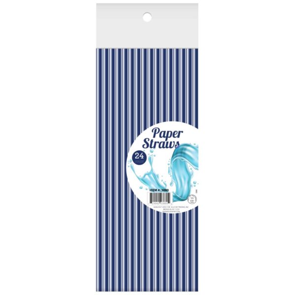Eco-Friendly Blue Paper Straws 24 Pack - Biodegradable & Compostable Drinking Straws for Parties, Smoothies, and Cocktails
