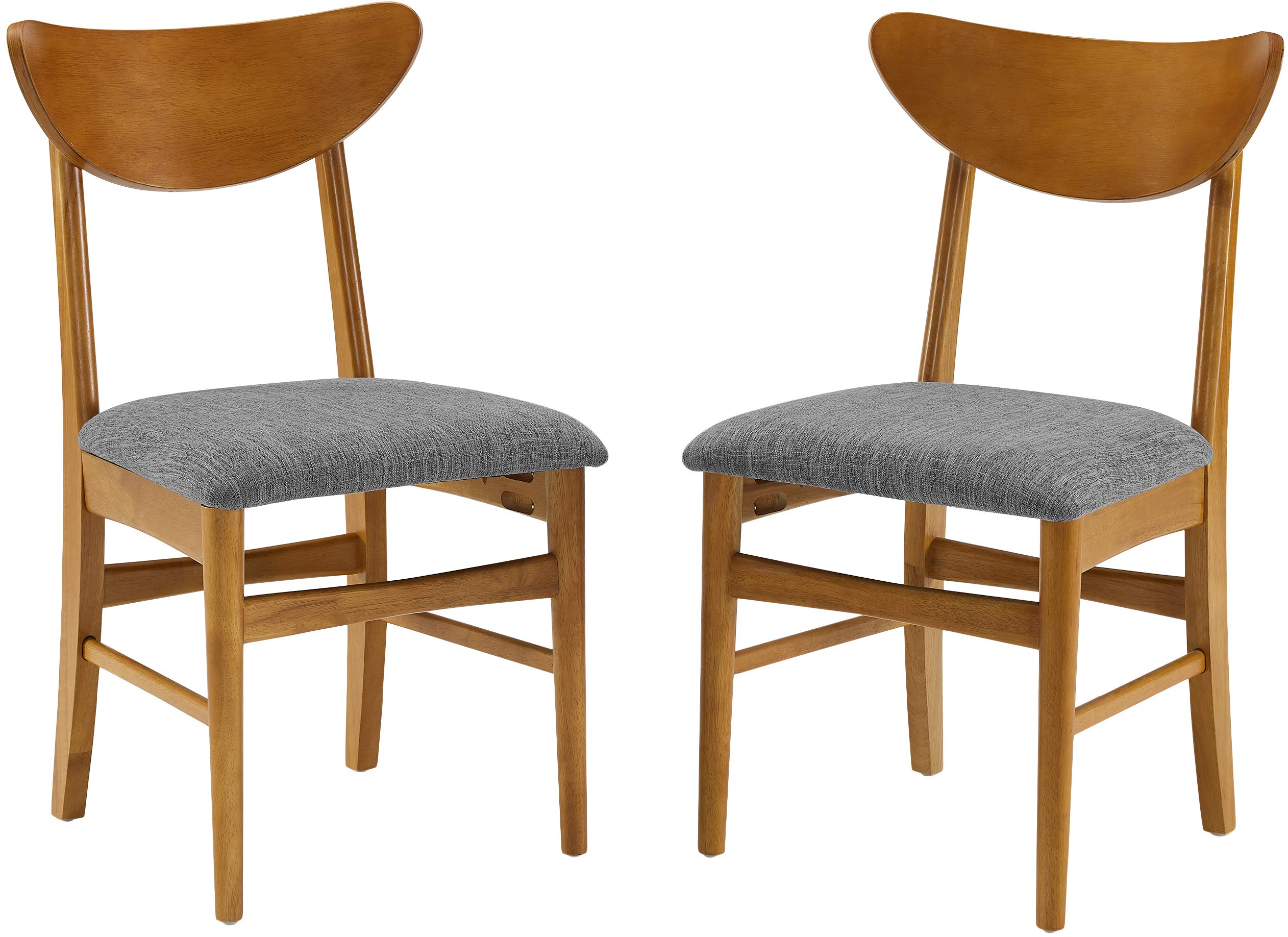 Crosley Furniture Landon Mid Century Modern Wood Dining Chairs with Upholstered Seat - Set of 2 in Acorn Finish - Perfect for Dining Room, Kitchen, and Home Office Decor