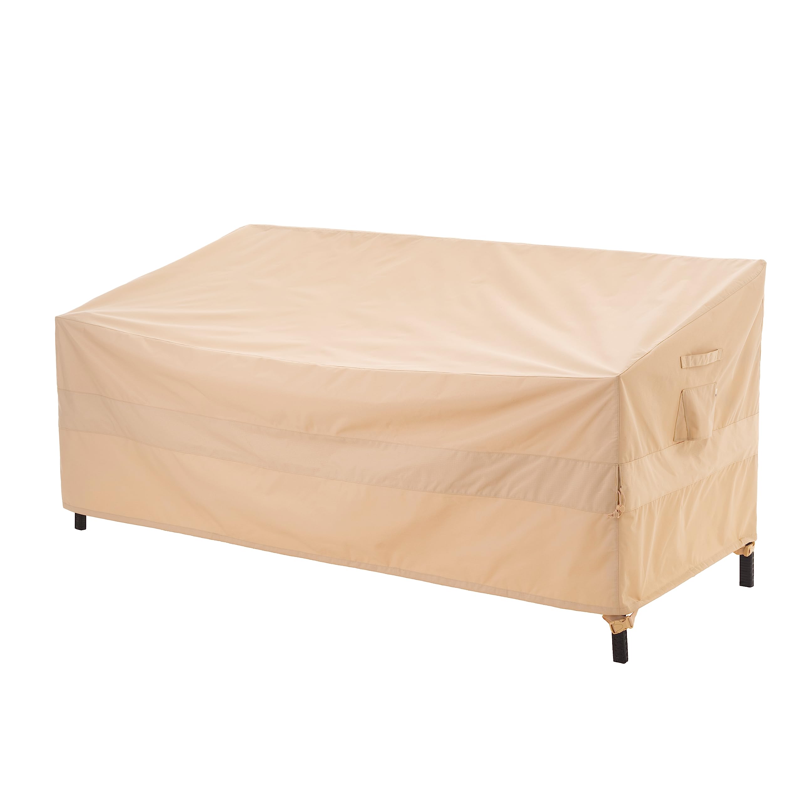 Heavy Duty 3-Seater Patio Sofa Cover - Waterproof, UV Resistant & Windproof Outdoor Furniture Protector - 93x42x42 Inches Beige - Perfect for Garden, Lawn, Porch & Backyard Furniture Protection