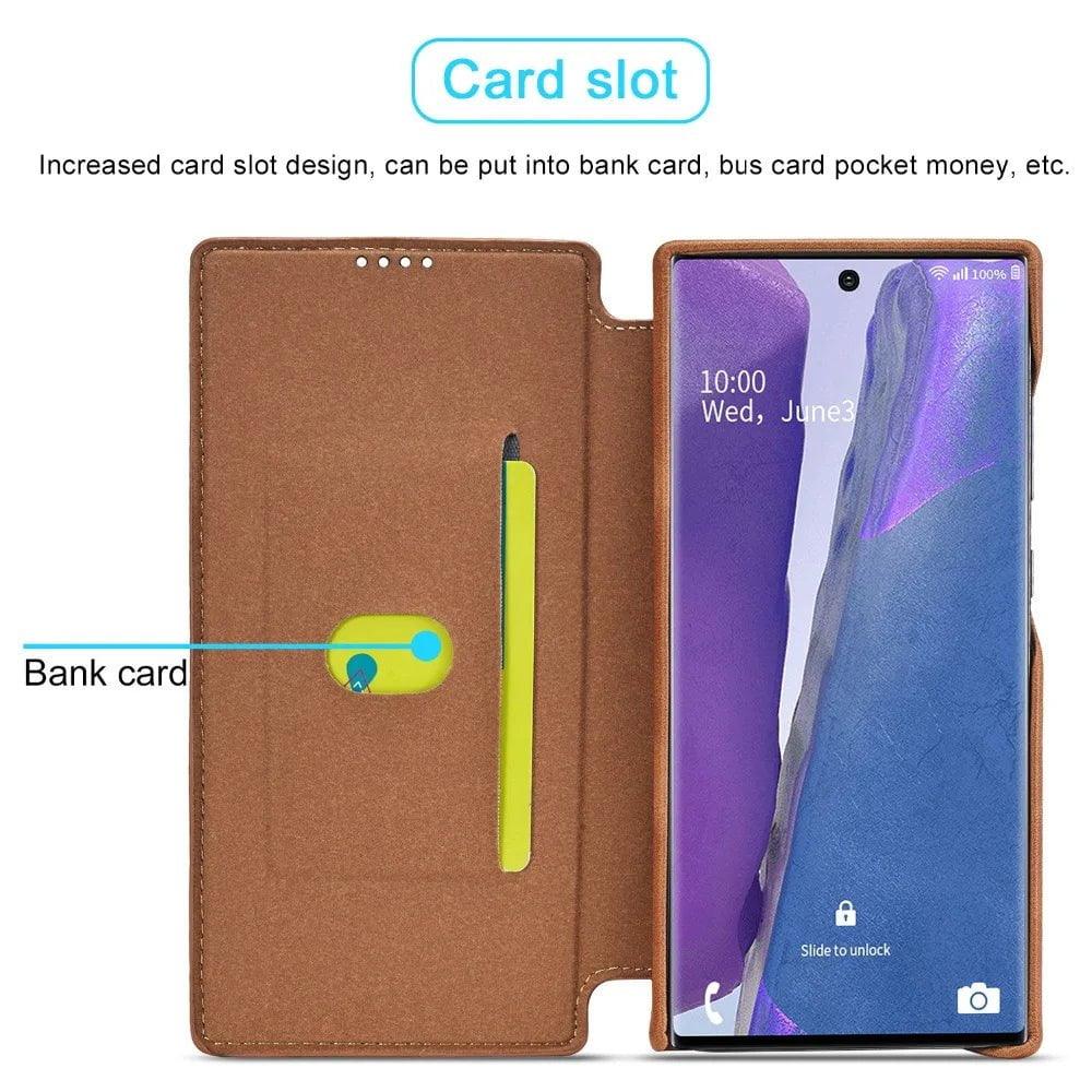 Samsung Galaxy S24 Leather Stand Cover Case - Premium Protective Phone Cover with Kickstand for Hands-Free Viewing - Perfect for Watching Videos, Video Calls, and More