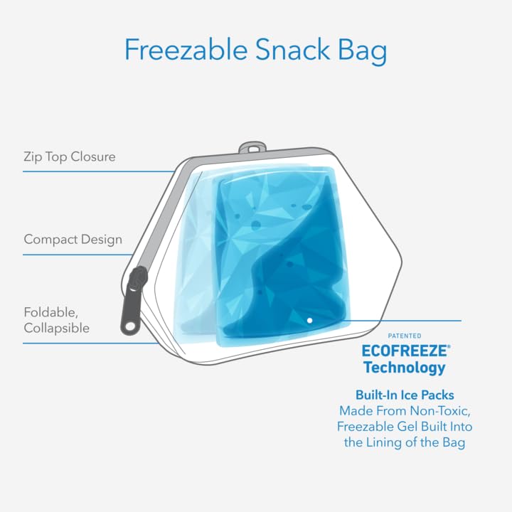 PackIt Freezable Insulated Lunch Box & Snack Bag for Kids - Mermaid Design, Perfect for School, Picnics, Beach Trips & Outdoor Activities