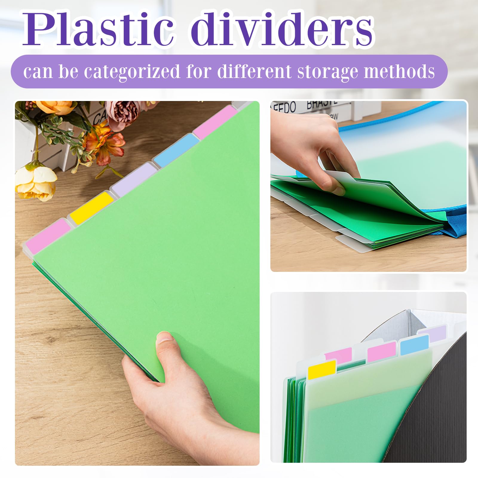 Qilery 24-Piece Scrapbook Paper Organizer with 48/72 Sticky Index Tabs - 12x12 Paper Storage Dividers for Vinyl, Cardstock & Photos | Perfect for Crafting, Scrapbooking & Document Organization