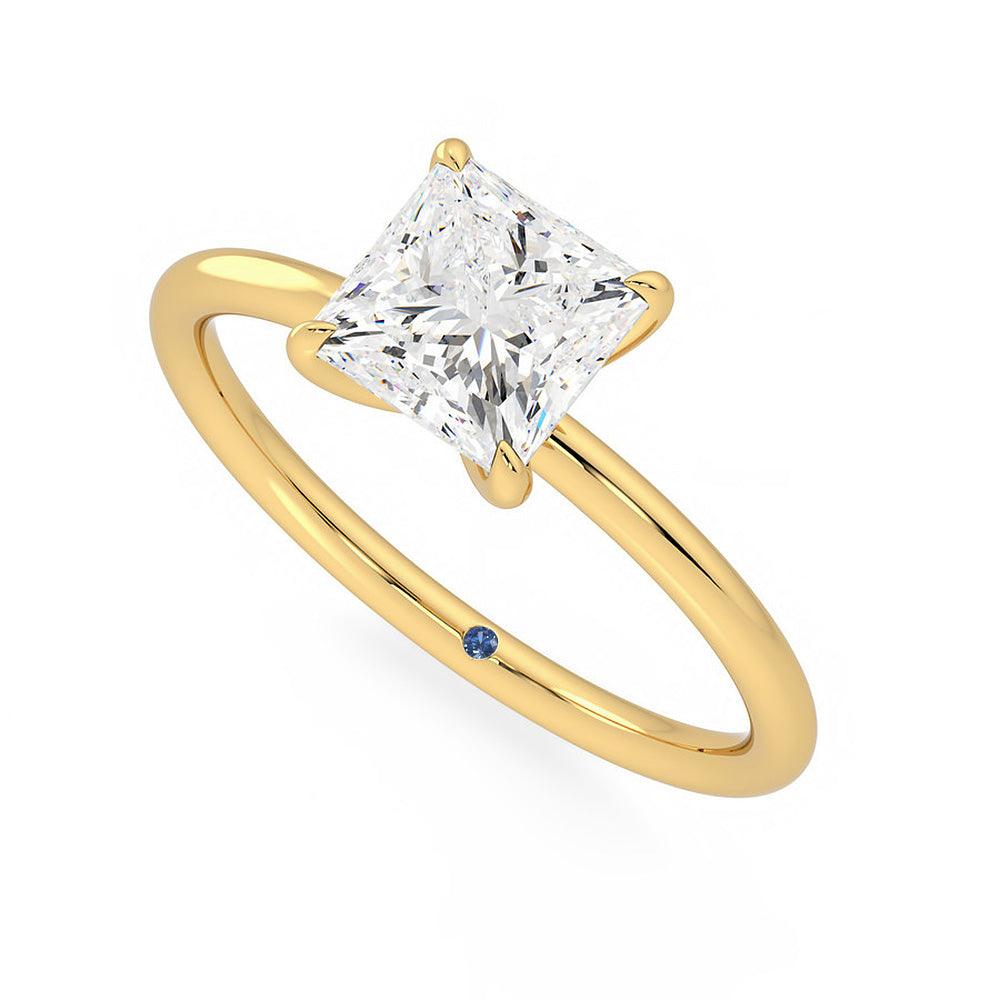 Princess Cut Moissanite Solitaire Engagement Ring with Hidden Anniversary Stone - Perfect for Proposals, Weddings & Anniversary Gifts