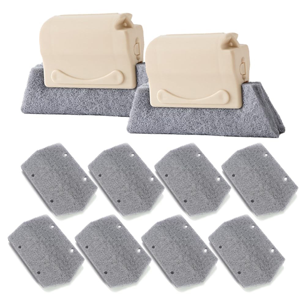 Window Groove Cleaning Brush Set - Handheld Window Track & Sliding Door Cleaner for Sills, Tile Lines, Shutters, Car Vents, Keyboard & Small Spaces (Beige) | Perfect for Home, Office & Car Cleaning