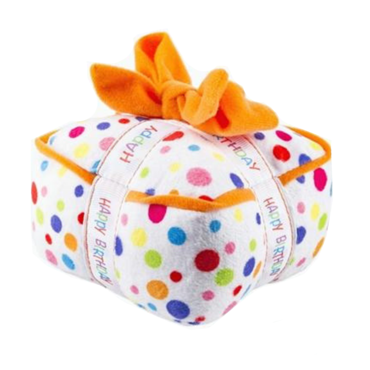 Happy Birthday Gift Box for Dogs - Fun Chew Toy for Small & Large Breeds - Perfect for Birthday Parties & Playtime