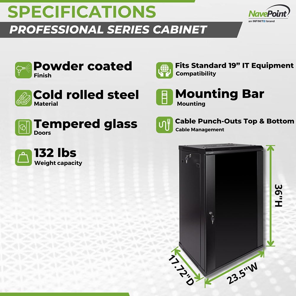 NavePoint 18U Server Rack Enclosure - 17.7