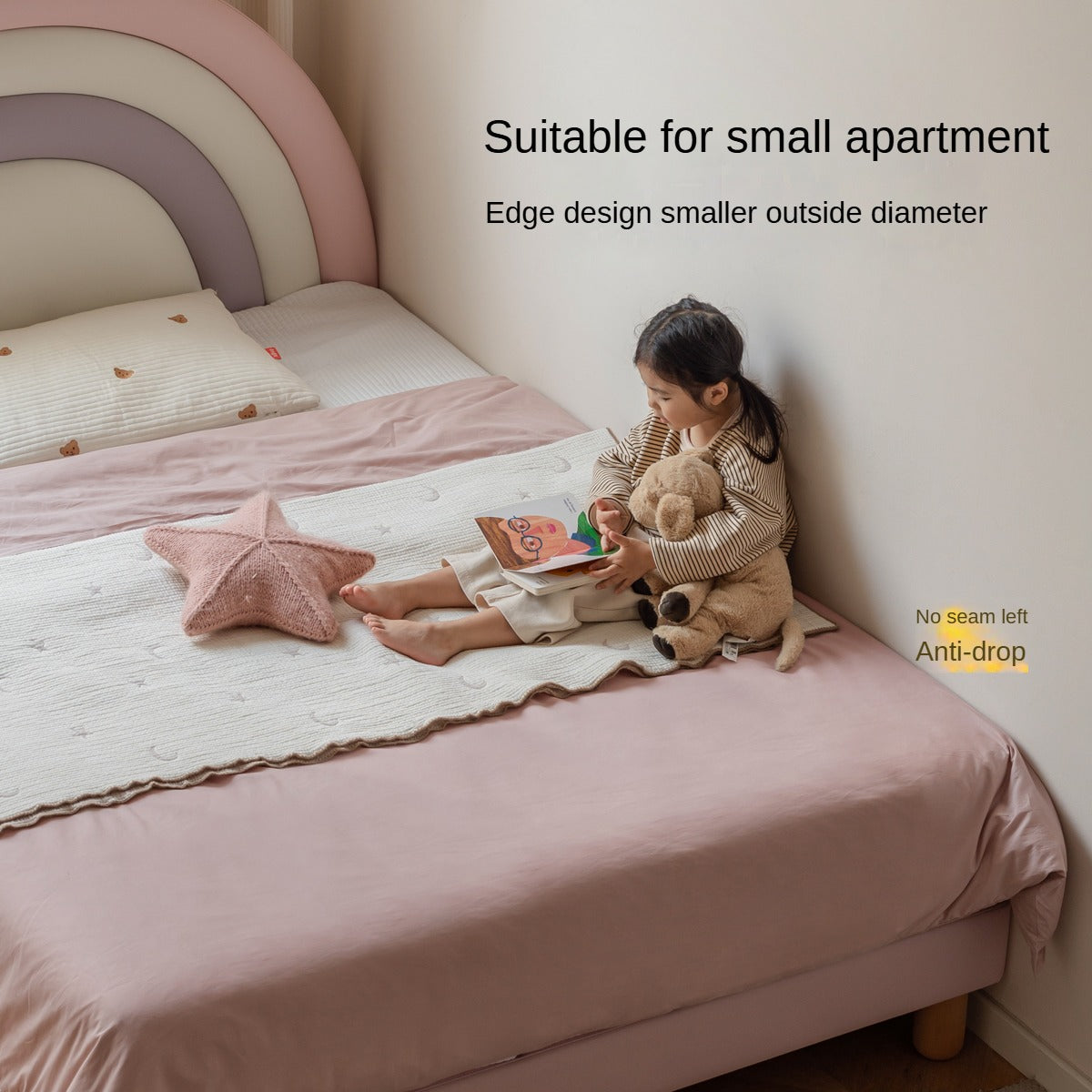 Organic Leather Kids Soft Rainbow Bed – Durable & Comfortable Toddler Bed for Boys & Girls – Perfect for Nursery, Bedroom & Playroom Decor