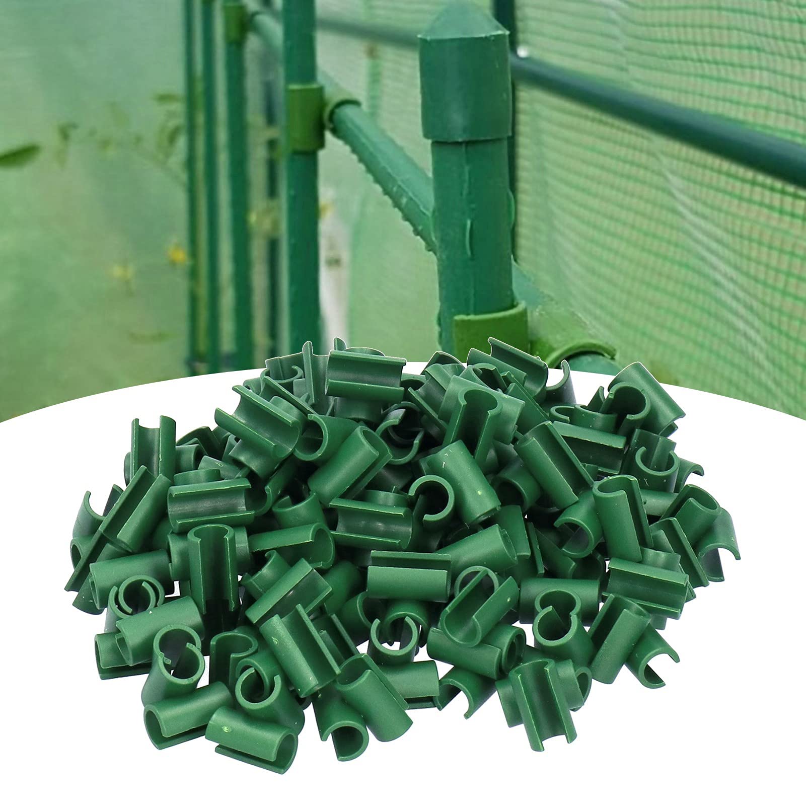 100Pcs Garden Clamps for Plants - Heavy Duty Plastic Buckle Clips for 8mm Pipes, Gardening Supplies for Agriculture, Greenhouse & Outdoor Use