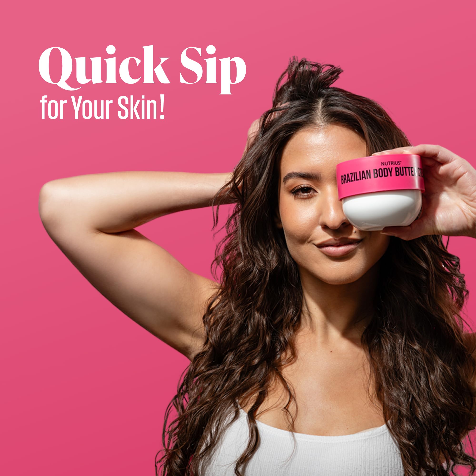 Nutrius Brazilian Body Butter Cream - Berry Bliss with Acai, Mango, Cocoa & Cupuacu - Vitamin C for Radiant Glow - Vegan & Cruelty-Free Hydration - 6 FL OZ - Perfect for Dry Skin & Post-Shave Moisturizing