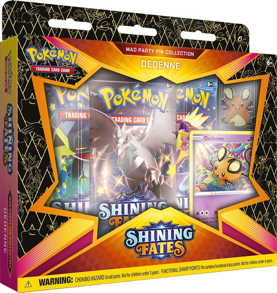 Shining Fates Mad Party Pin Collection - Dedenne Pokemon Card - Rare Collectible for Trading & Battles - Perfect for Pokemon Fans & Card Game Enthusiasts