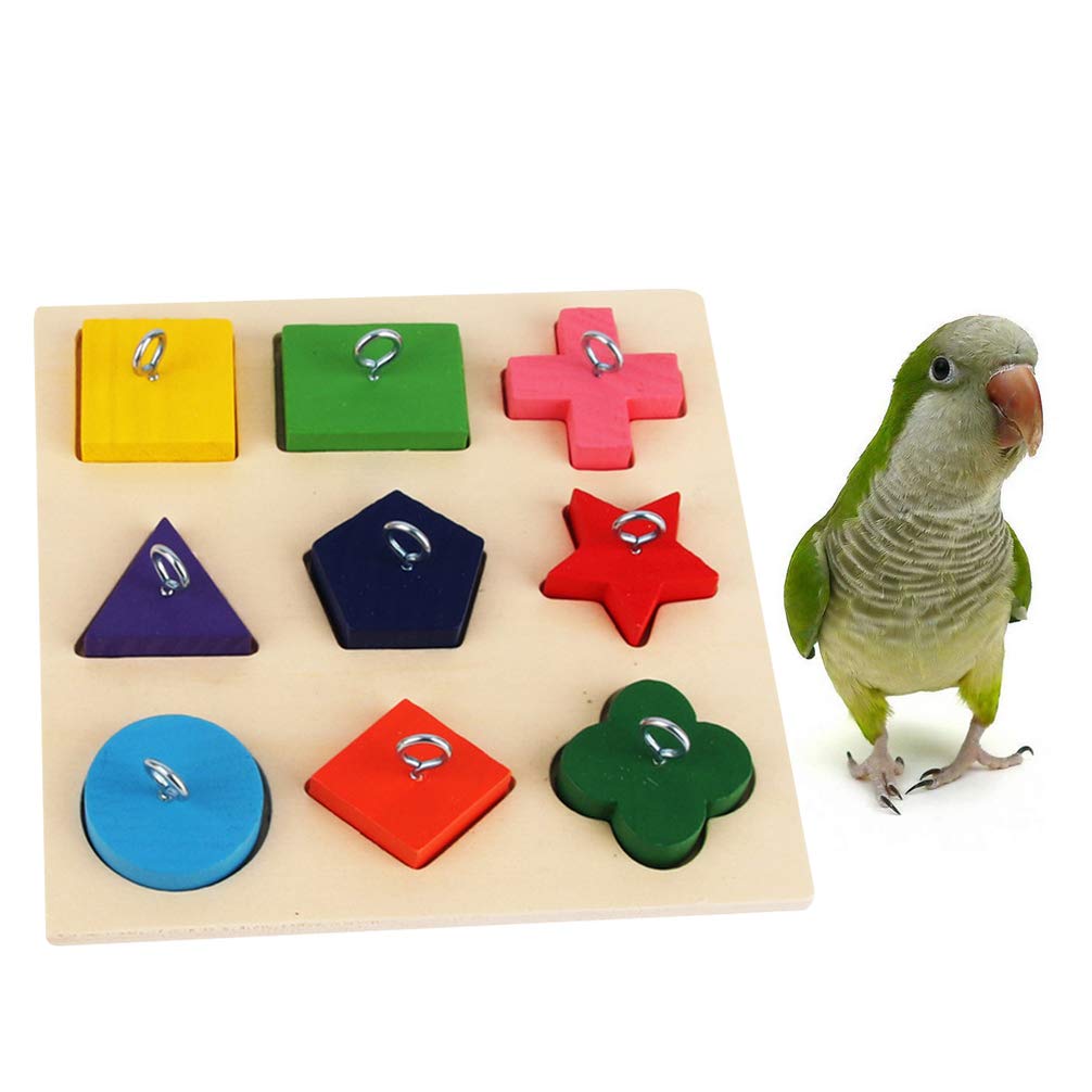 POPETPOP Wooden Parrot Block Toy - Safe & Fun Bird Chewing Toy for Parrots, Cockatiels, Lovebirds - Perfect for Playtime, Training & Enrichment Activities